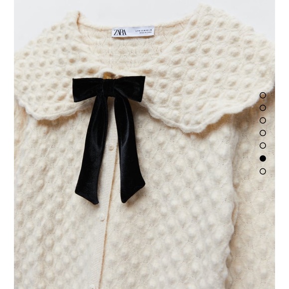 Zara bow trim textured knit sweater cardigan - Picture 3 of 5